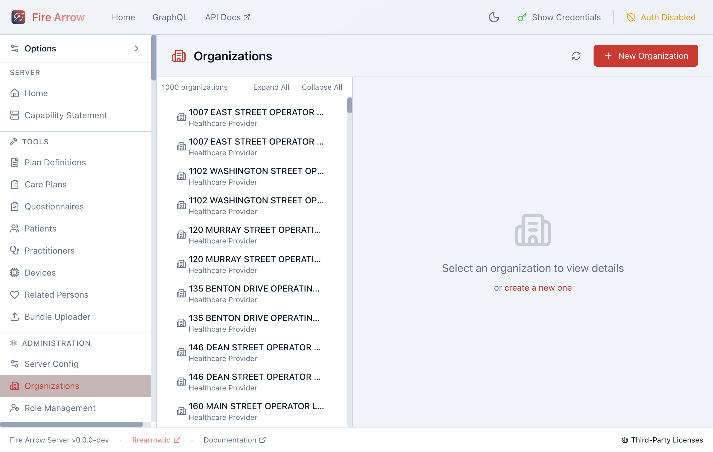 Organizations list